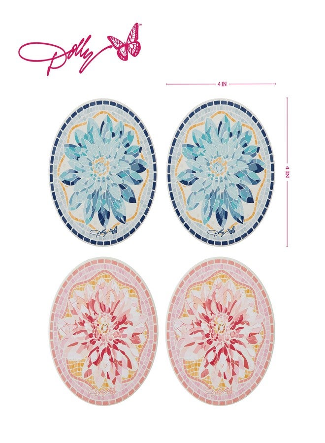 Dolly Parton Ceramic Coaster Set with Mosaic Flower Design, 4 Piece - Image 2